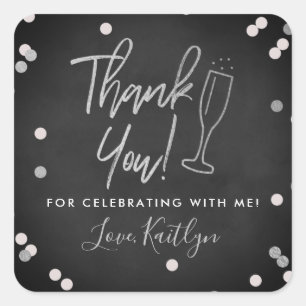 Champagne Confetti Wedding Thank You Square Sticker