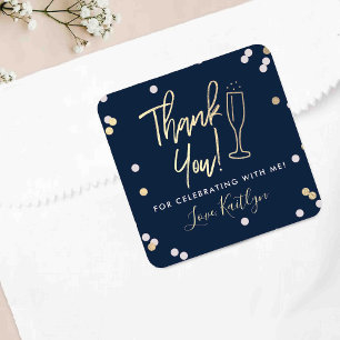 Champagne Confetti Wedding Thank You Square Sticker