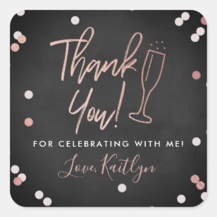 Champagne Confetti Wedding Thank You Square Sticker