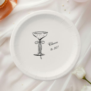 Champagne Coupe Cheers to Birthday Paper Plate