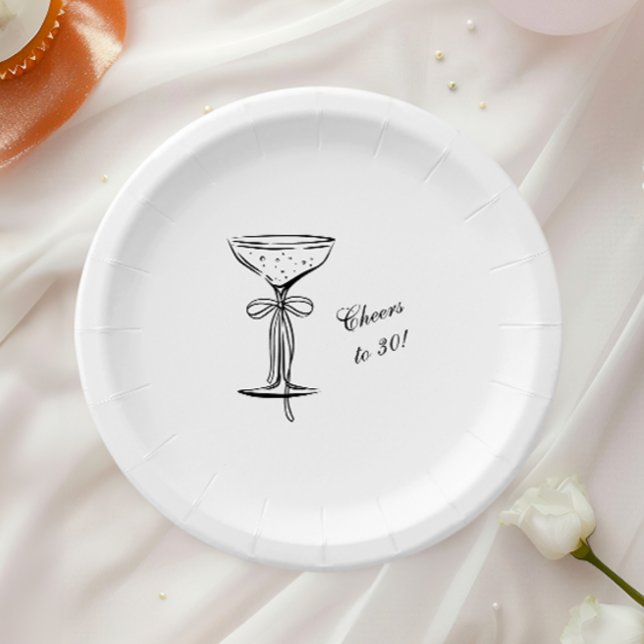Champagne Coupe Cheers to Birthday White Paper Plate (Creator Uploaded)
