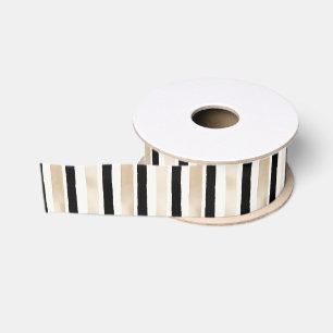 Champagne Cream Black White Stripes Wedding Grosgrain Ribbon