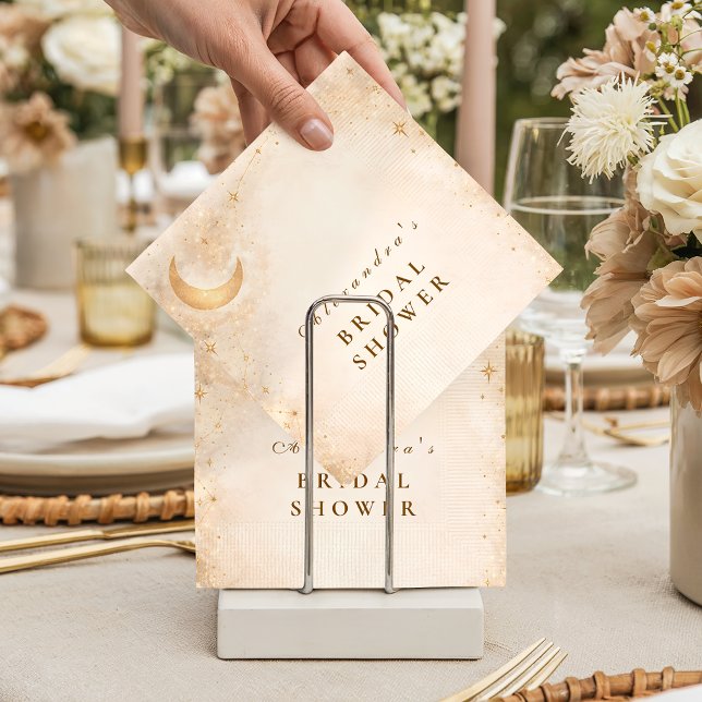 Champagne Crescent Moon Bridal Shower Napkin (Creator Uploaded)