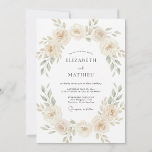 Champagne Dainty Floral Wedding Invitation