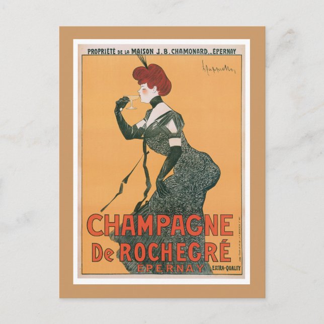 Champagne De Rochegre Vintage Drink Ad Art Postcard (Front)