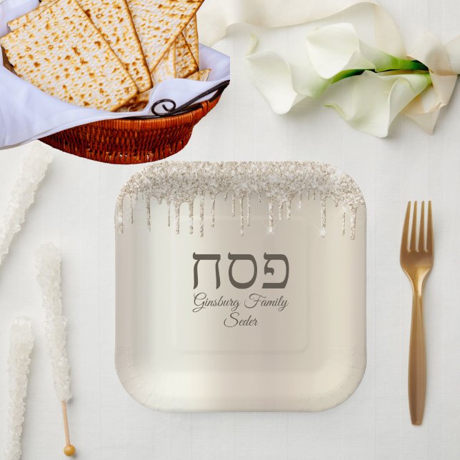 Champagne Dripping Jewish Holiday Passover Seder Paper Plate (Creator Uploaded)