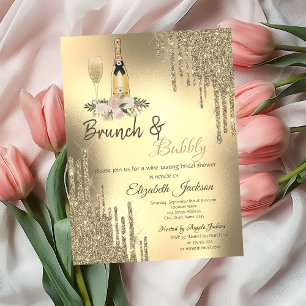 Champagne Drips Brunch & Bubbly Bridal Shower  Invitation