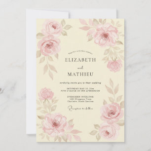 Champagne Dusty Mauve Painted Wedding Invitation