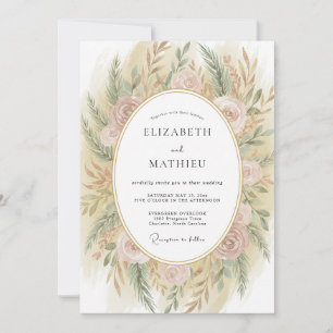 Champagne Earthy Bohemian Wedding Invitation