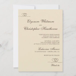 Champagne Elegant Chic Calligraphy Wedding Invitation