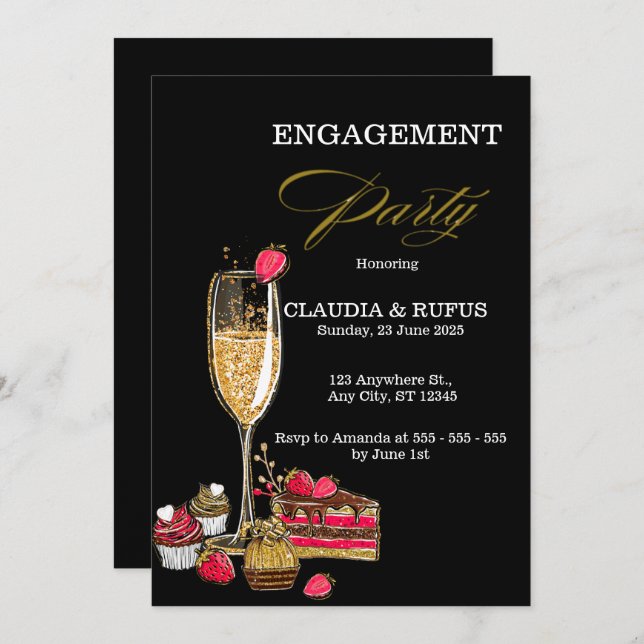 Champagne Engagement Party Invitation (Front/Back)