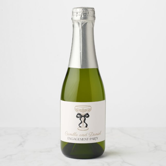 Champagne Engagement Party Mini Sparkling Wine Label (Front)