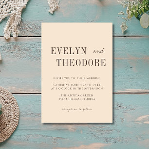 Champagne & Espresso Minimalist Simple Wedding Invitation