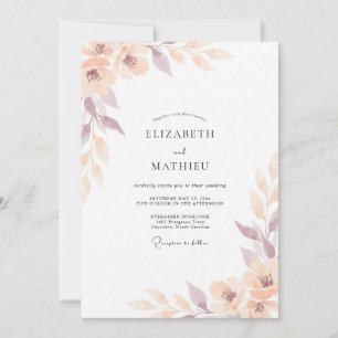 Champagne Ethereal Floral Wedding Invitation