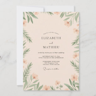 Champagne Eucalyptus Foliage Wedding Invitation
