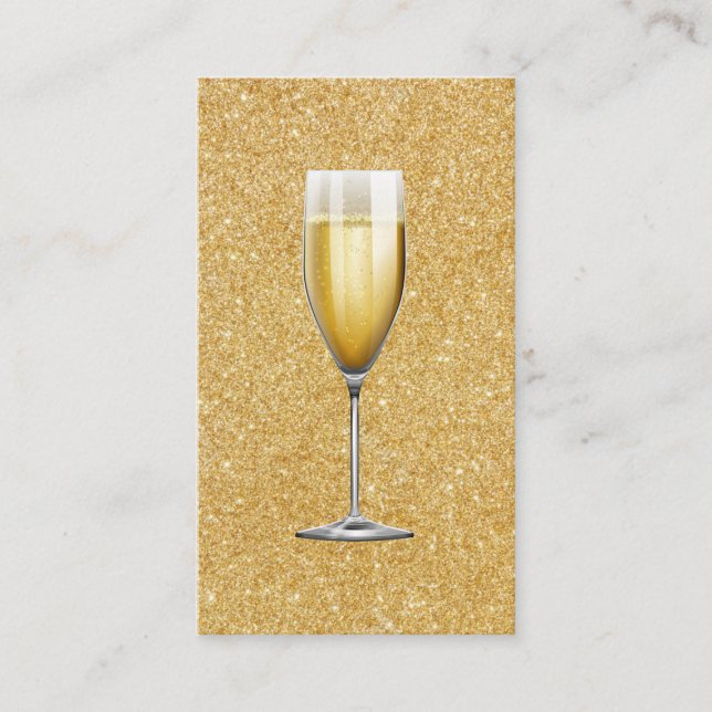 Champagne Event Planner / Glamour Gold Glitter Business Card (Front)