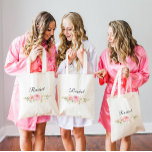 Champagne Floral Wedding Bridesmaid Name  Tote Bag<br><div class="desc">Floral Wedding Custom tote bag. For further customisation,  please click the "Personalise this template" link</div>