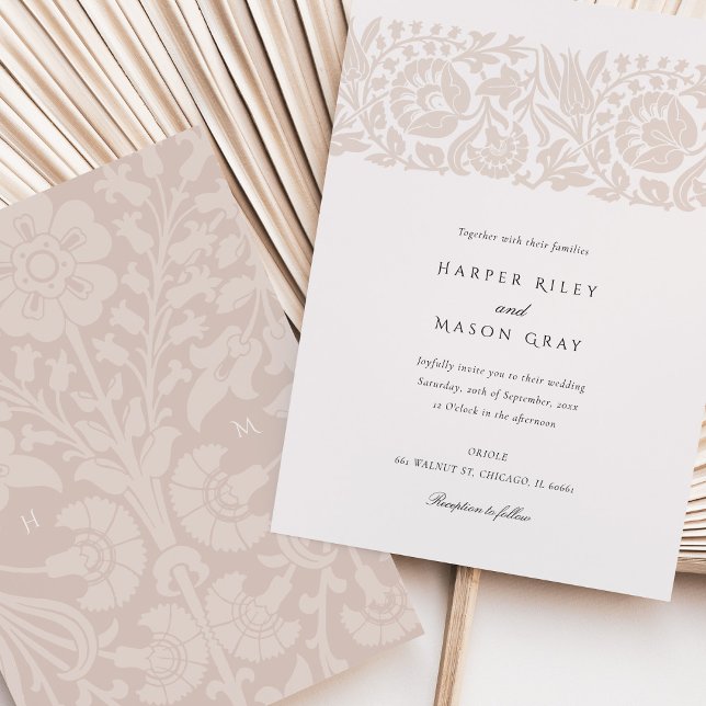 Champagne Floral Wedding Invitation (Creator Uploaded)