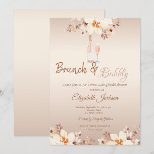 Champagne FlowBeige Brunch & Bubbly Bridal Shower Invitation