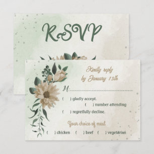 champagne flowers greenery meal choice RSVP card