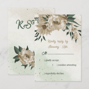 champagne flowers greenery wedding RSVP card