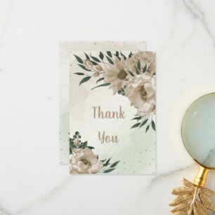 champagne flowers greenery wedding thank you card