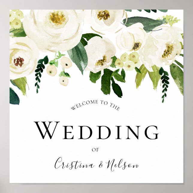 Champagne Flowers Welcome To The Wedding of Sign (Front)