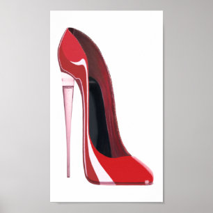 Champagne Flute Red Stiletto Shoe Art Poster
