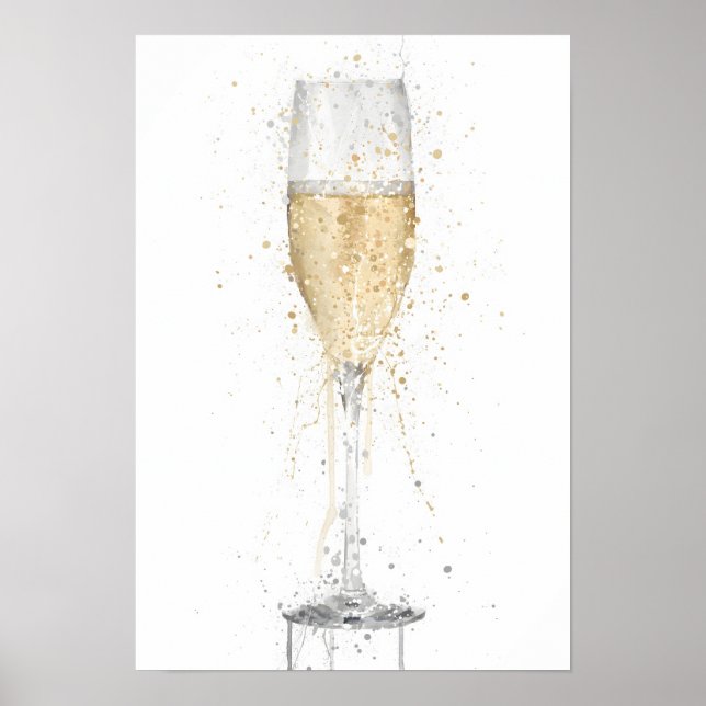 Champagne Flute 'White' Poster (Front)