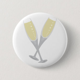 Champagne Flutes 6 Cm Round Badge