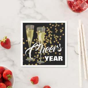 Champagne Flutes Custom Happy New Year Napkin