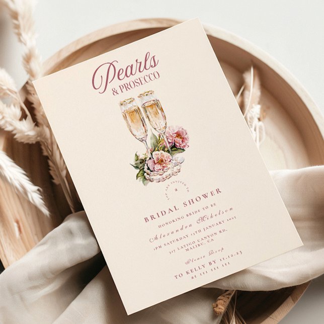 Champagne Flutes & Pearls Bridal Shower  Invitation (Creator Uploaded)