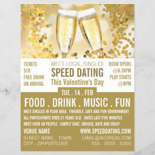 Champagne Flutes, Speed Dating Event Advertising Flyer