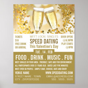 Champagne Flutes, Speed Dating Event Advertising Poster