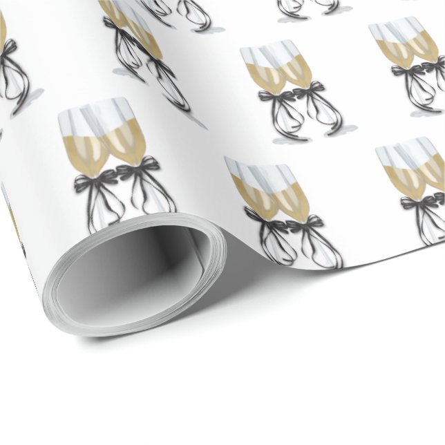 Champagne flutes with ribbon toast wrapping paper (Roll Corner)