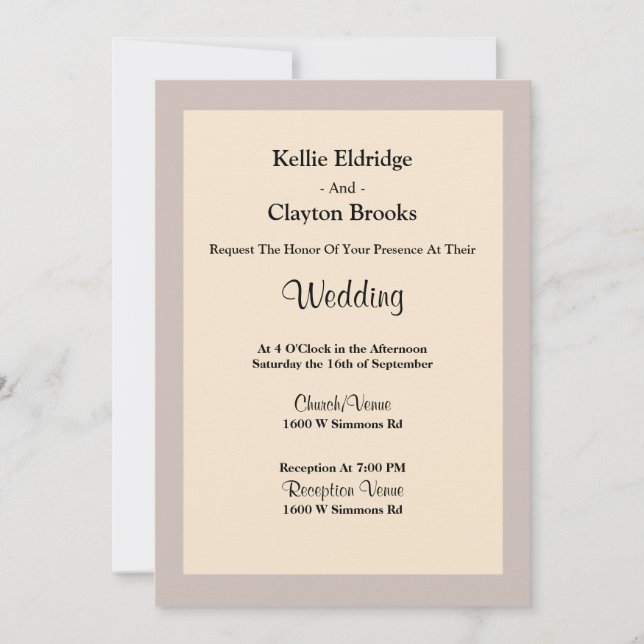 Champagne Framed Wedding Invitation (Front)