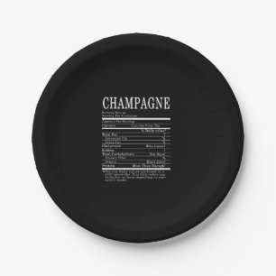 Champagne Funny Nutrition Facts Thanksgiving Chris Paper Plate