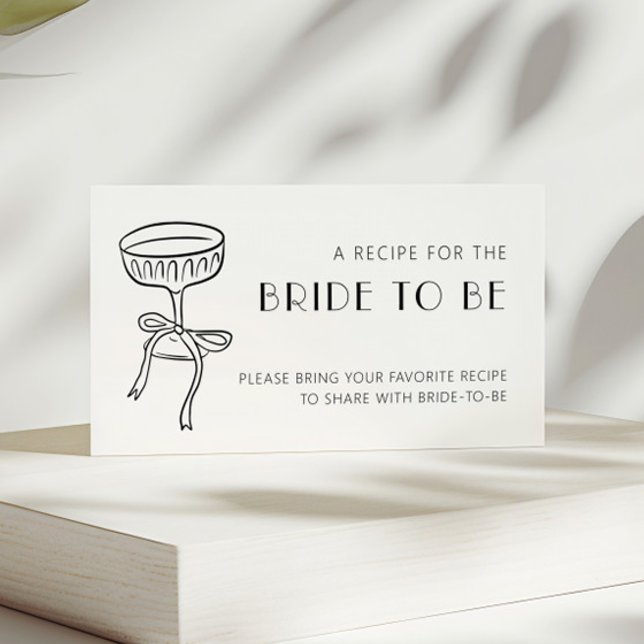 Champagne Glass Bow Bridal Shower Share A Recipe Enclosure Card (Creator Uploaded)