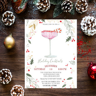 Champagne Glass Branches Company Christmas  Invitation