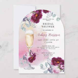 Champagne Glass Floral Bridal Shower Invitation