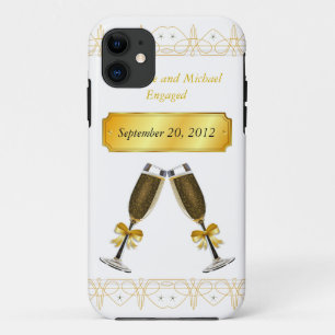 Champagne Glass Gold Wedding or Engagement Date iPhone 11 Case