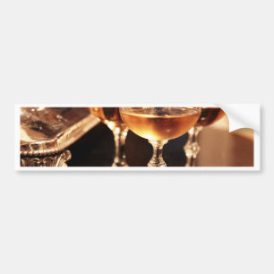 champagne glass golden toast bumper sticker