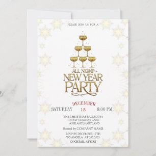 Champagne Glass Holiday Cocktails Christmas  Invitation