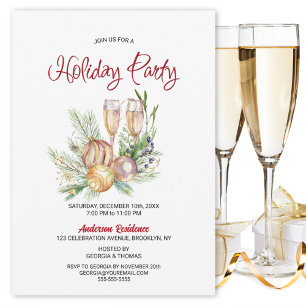Champagne Glass Holiday Party Invitation