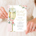 Champagne Glass Pink and Gold Floral Bridal Brunch Invitation<br><div class="desc">This pretty design features a floral bouquet in shades of pink and a watercolor champagne glass.   Fill in your information on the template. Use the "customise it" feature to change the fonts or layout.</div>