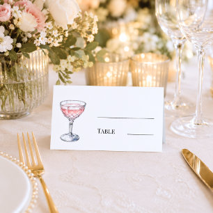 Champagne glass pink bridal shower table place card