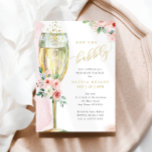 Champagne Glass Pink   Gold Floral Bridal Luncheon Invitation<br><div class="desc">This pretty design features a floral bouquet in shades of pink and a watercolor champagne glass.   Fill in your information on the template. Use the "customise it" feature to change the fonts or layout.</div>