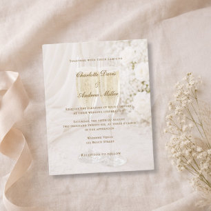 Champagne Glass Soft Draped wedding invitation