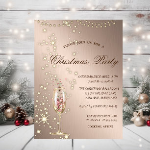 Champagne Glass,Sparkle,Lights,Christmas  Invitation