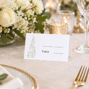 Champagne glass tower wedding dinner table place card
